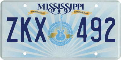 MS license plate ZKX492