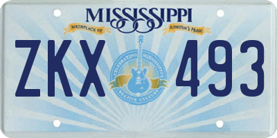 MS license plate ZKX493