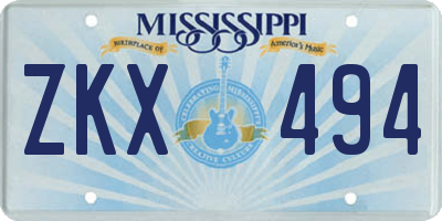 MS license plate ZKX494