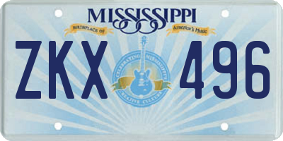 MS license plate ZKX496
