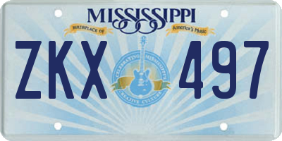 MS license plate ZKX497