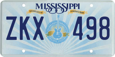 MS license plate ZKX498