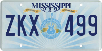 MS license plate ZKX499