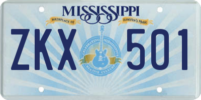 MS license plate ZKX501
