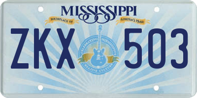 MS license plate ZKX503