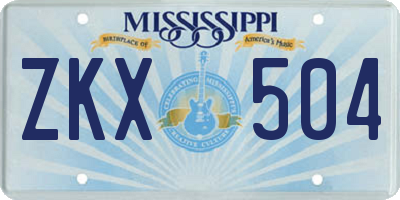 MS license plate ZKX504