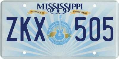 MS license plate ZKX505