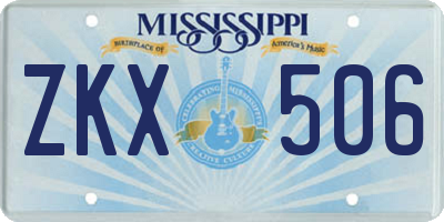MS license plate ZKX506
