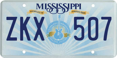 MS license plate ZKX507