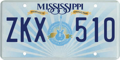 MS license plate ZKX510