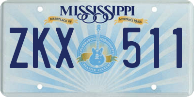 MS license plate ZKX511