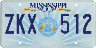 MS license plate ZKX512