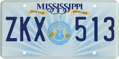 MS license plate ZKX513