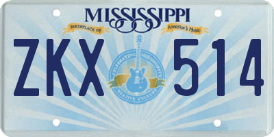 MS license plate ZKX514