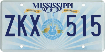 MS license plate ZKX515