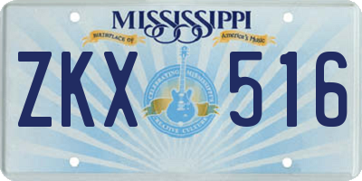 MS license plate ZKX516
