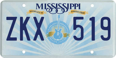MS license plate ZKX519