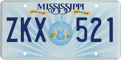 MS license plate ZKX521