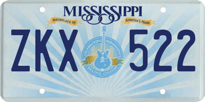 MS license plate ZKX522