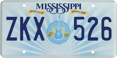 MS license plate ZKX526