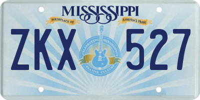 MS license plate ZKX527