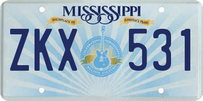 MS license plate ZKX531
