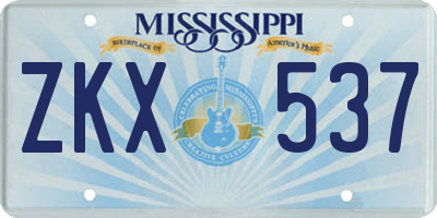 MS license plate ZKX537