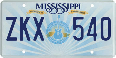 MS license plate ZKX540