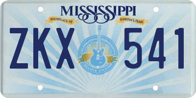 MS license plate ZKX541