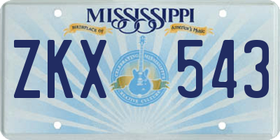 MS license plate ZKX543