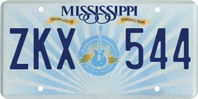 MS license plate ZKX544