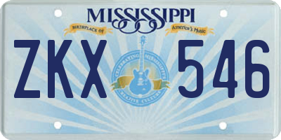 MS license plate ZKX546