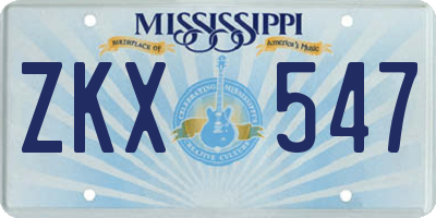 MS license plate ZKX547