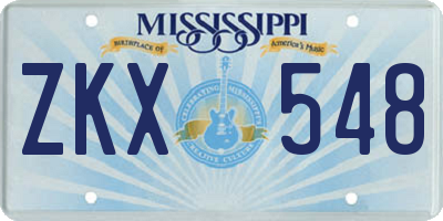 MS license plate ZKX548