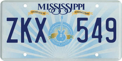MS license plate ZKX549