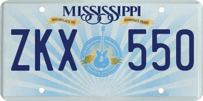 MS license plate ZKX550