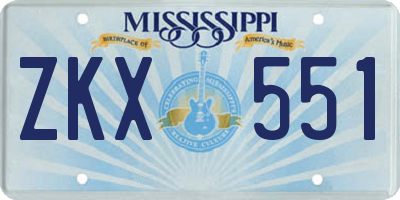 MS license plate ZKX551