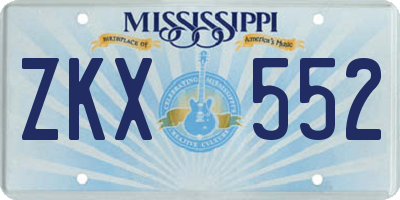 MS license plate ZKX552