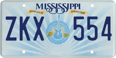 MS license plate ZKX554
