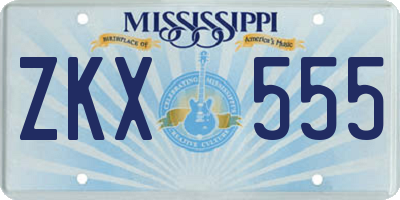 MS license plate ZKX555