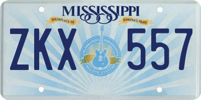 MS license plate ZKX557