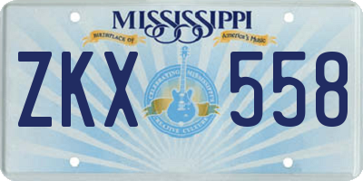 MS license plate ZKX558
