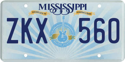 MS license plate ZKX560