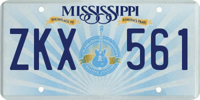 MS license plate ZKX561
