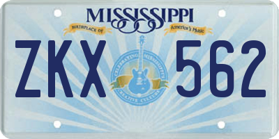 MS license plate ZKX562