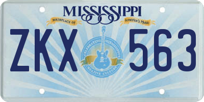 MS license plate ZKX563