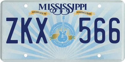 MS license plate ZKX566