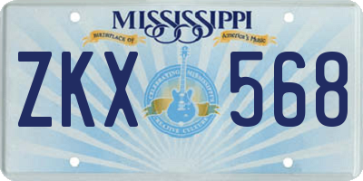 MS license plate ZKX568