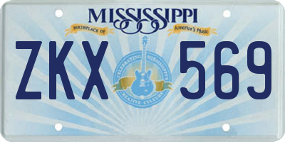MS license plate ZKX569