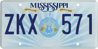 MS license plate ZKX571